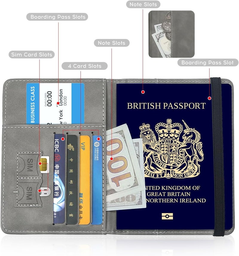 ILIYAH -Passport Cover-Passport Holder Travel Wallet-RFID Blocking Passport Case Travel Accessories Card Holder Wallet Unisex Travel Gifts（Grey） - Image 5